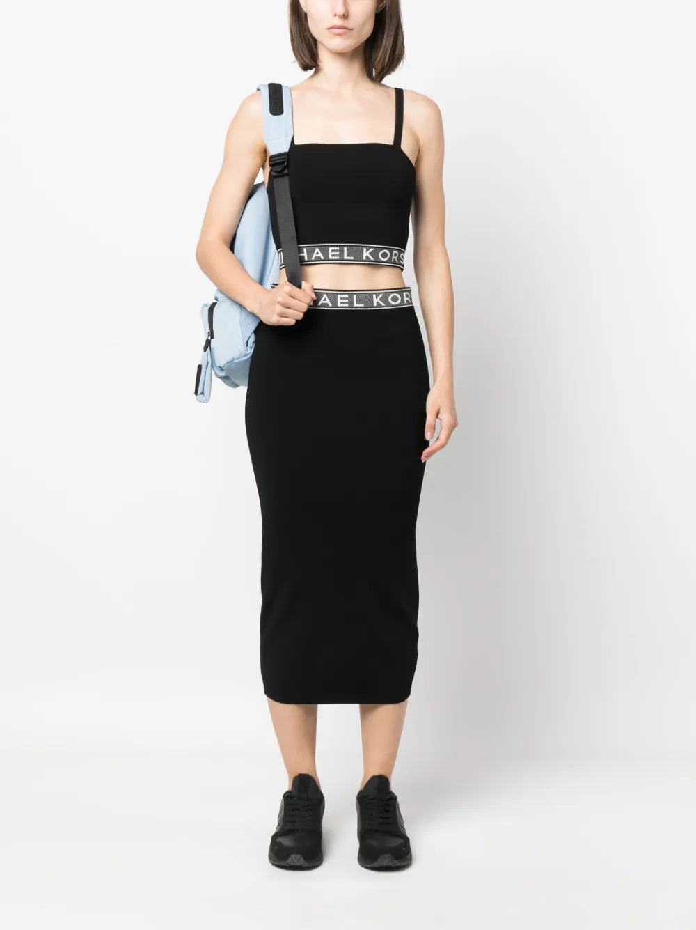 Logo-Waistband Midi Skirt