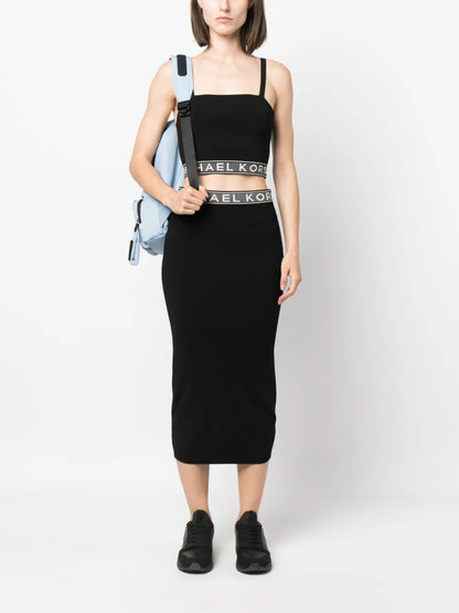Logo-Waistband Midi Skirt