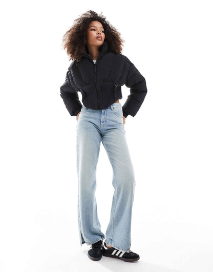 Corset Detail Cropped Puffer Coat