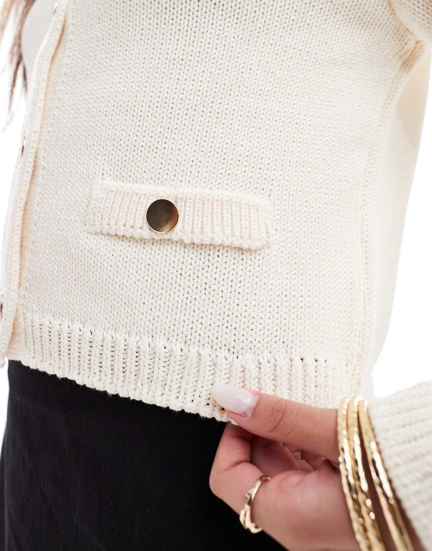 Crew Neck Cardi With Pocket Detail
