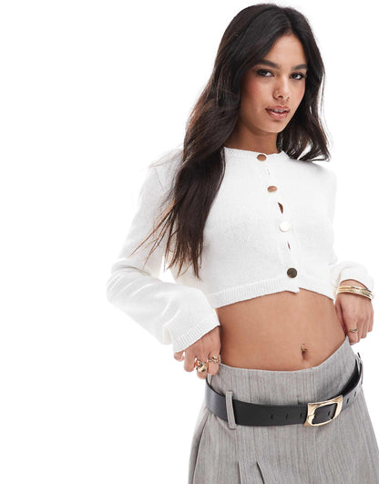 Cropped Cardi With Gold Buttons