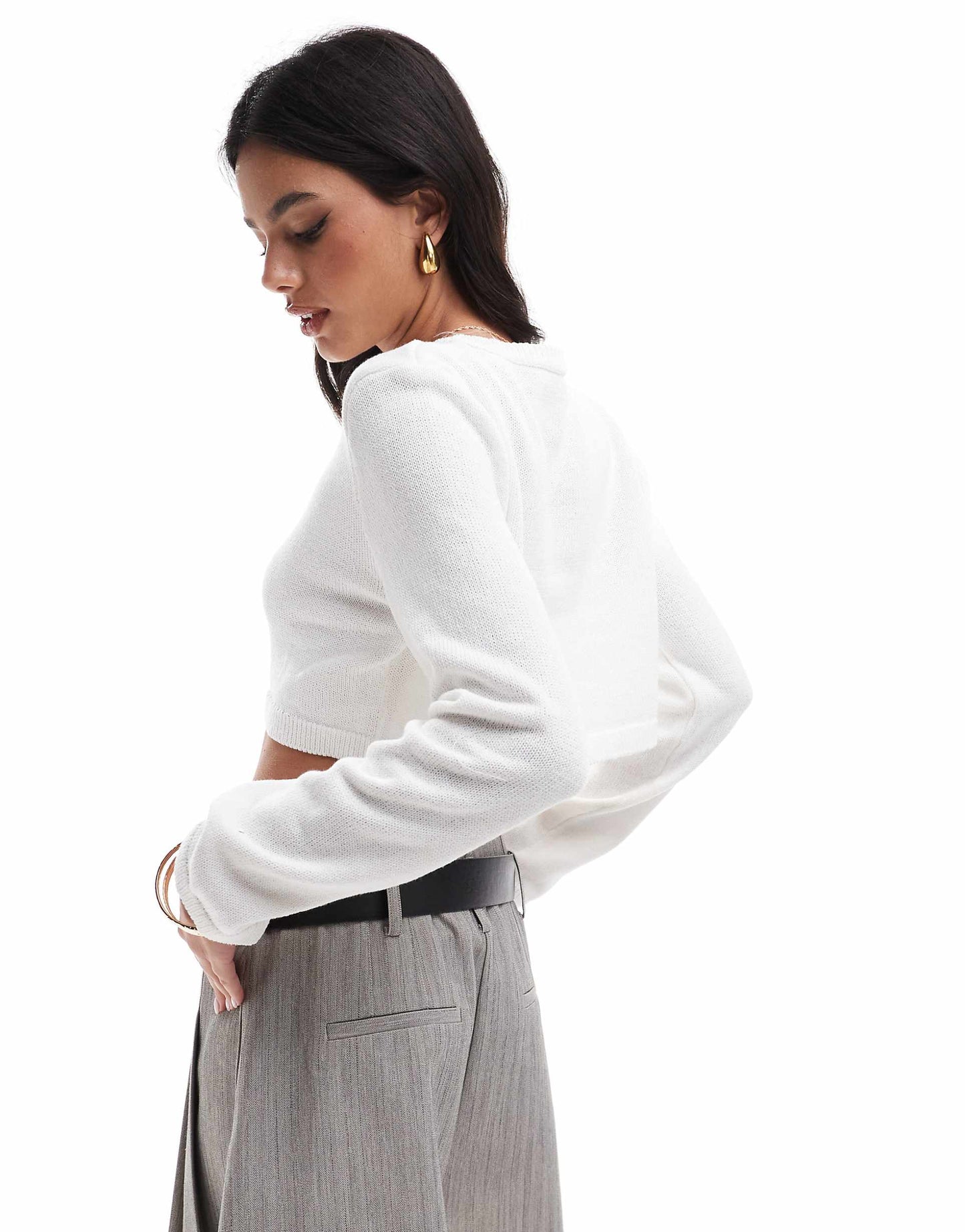Cropped Cardi With Gold Buttons