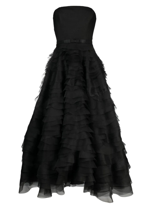 Ruffled Corset-Style Midi Dress