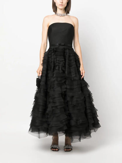 Ruffled Corset-Style Midi Dress