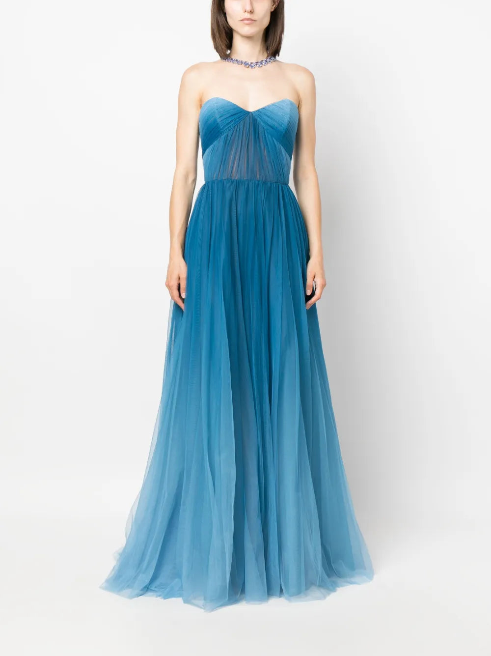 Gradient-Effect Organza Maxi Dress