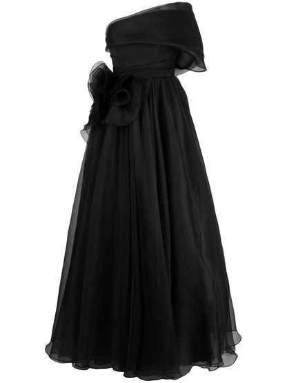 One-Shoulder Draped Maxi Dress