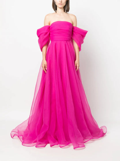 Corset-Style Organza Maxi Dress