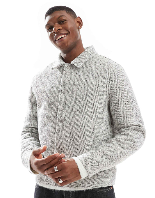 Wool Look Harrington Jacket