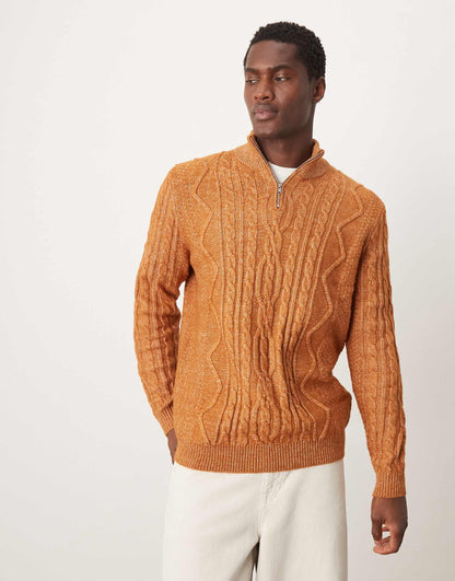 Heavyweight Cable Knit Quarter Zip Jumper