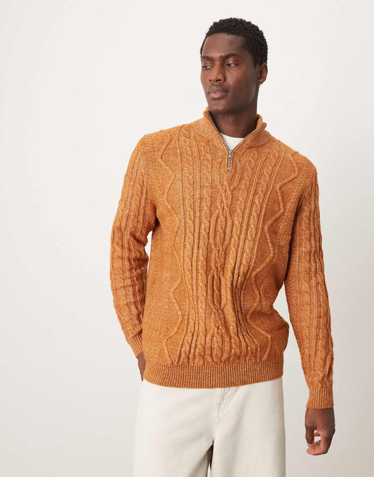 Heavyweight Cable Knit Quarter Zip Jumper