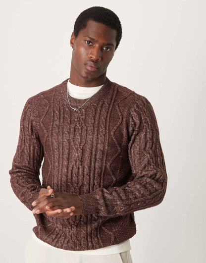 Heavyweight Cable Knit Crew Neck Jumper
