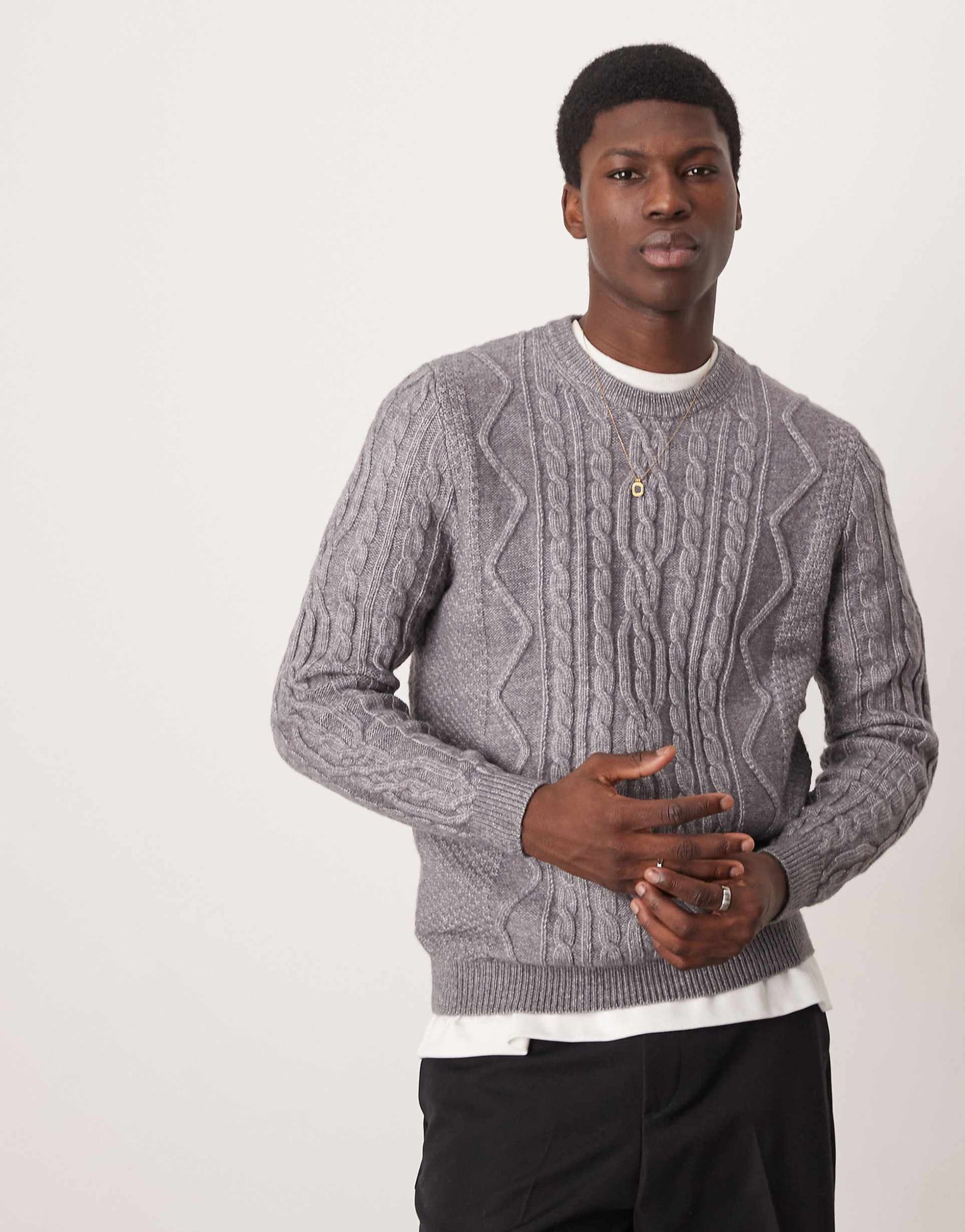 Heavyweight Cable Knit Crew Neck Jumper