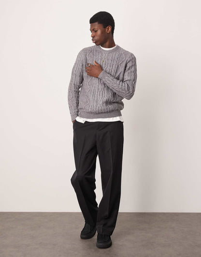 Heavyweight Cable Knit Crew Neck Jumper