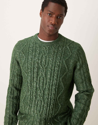 Heavyweight Cable Knit Crew Neck Jumper