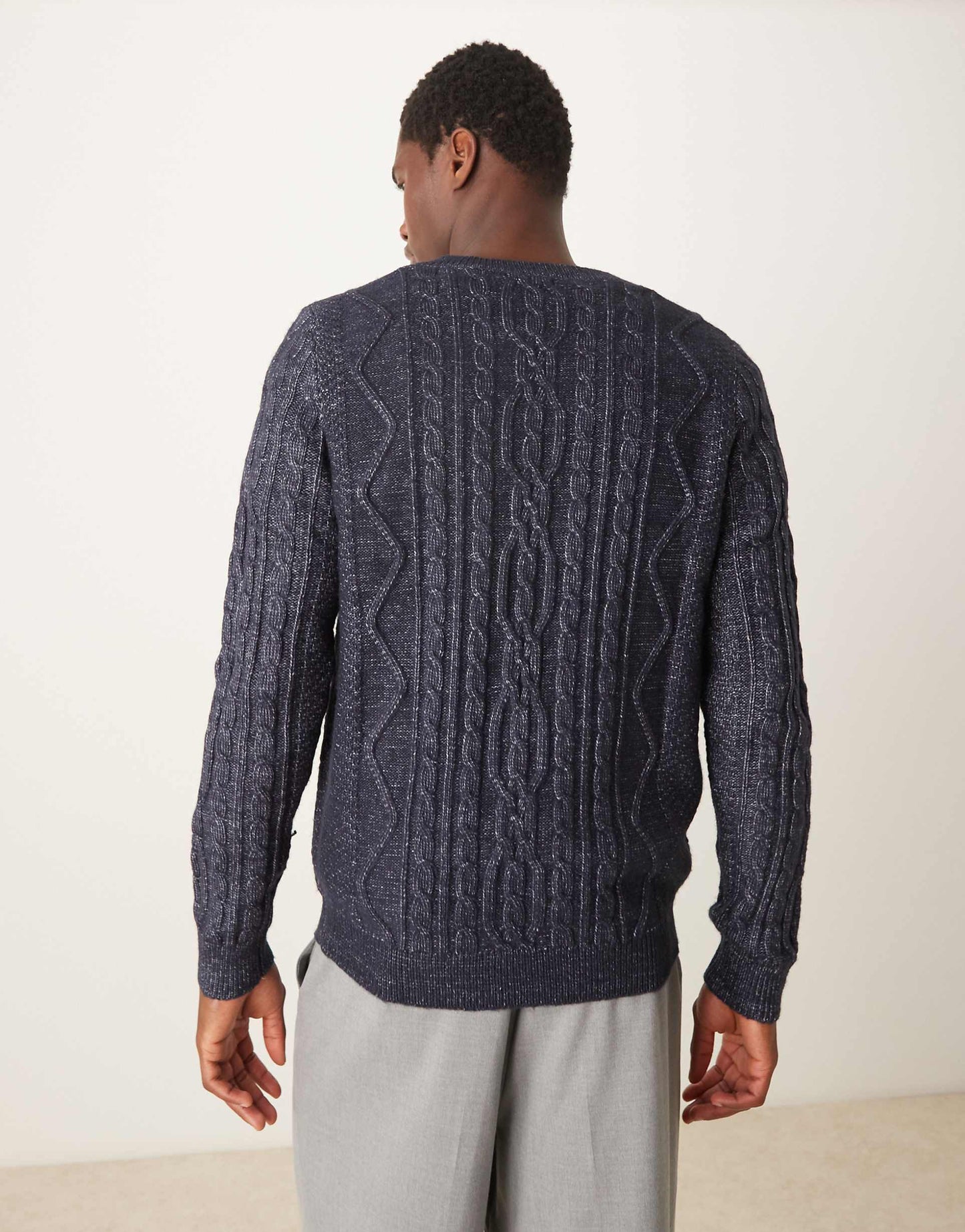 Heavyweight Cable Knit V-Neck Jumper
