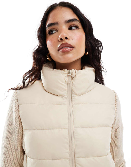 Knitted Sleeve Padded Jacket