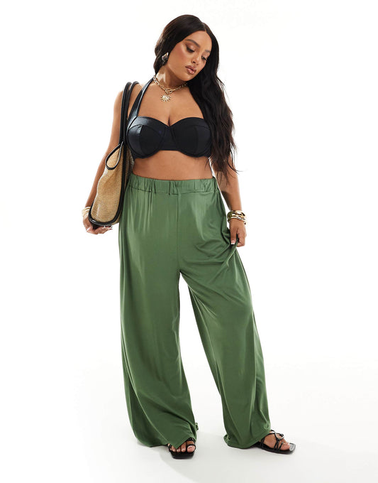 Curve Jersey Palazzo Beach Trouser