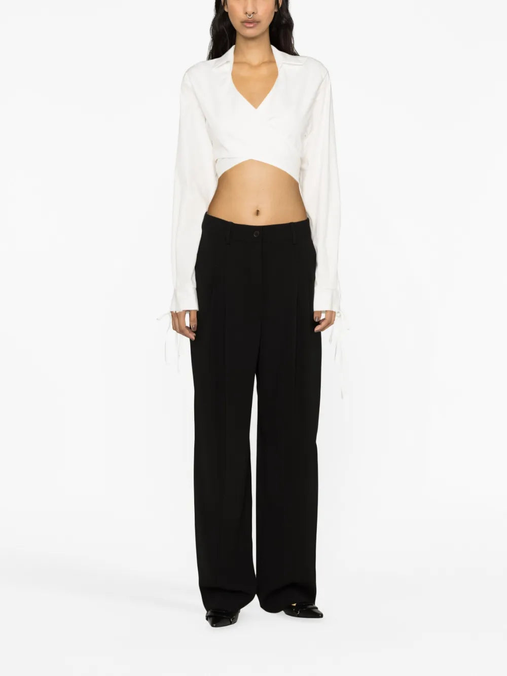 Mid-Rise Wide-Leg Trousers