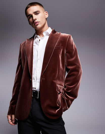 Slim Fit Velvet Blazer