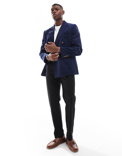 Slim Fit Double Breasted Corduroy Blazer