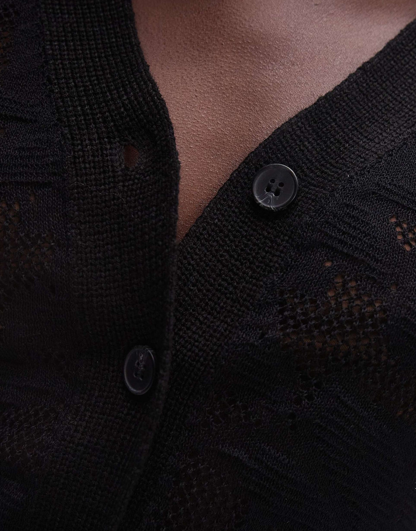Knitted Floral Pointelle Sheer Cardi
