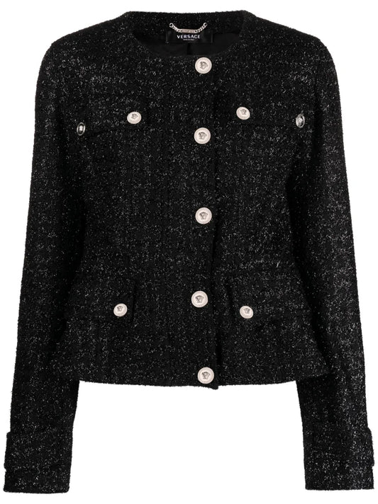 Medusa Head Single-Breasted Tweed Jacket