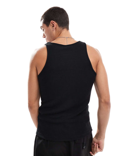 Muscle Fit Waffle Textured Vest