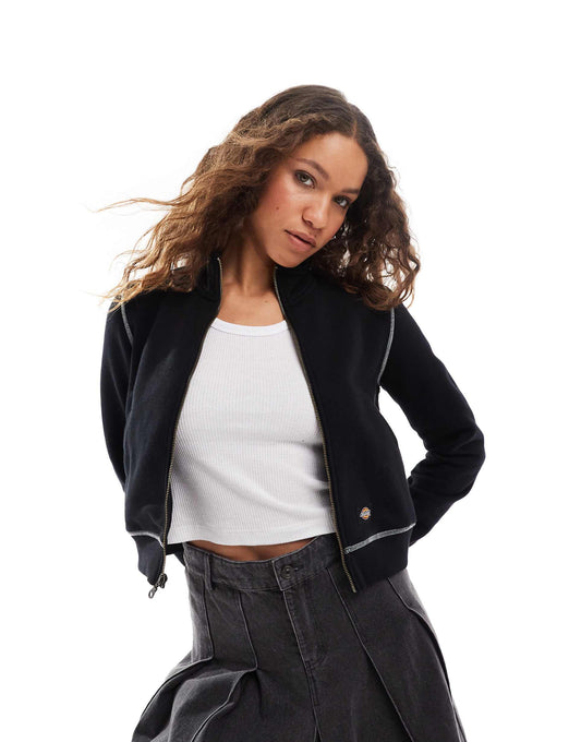 Seasonal Zip Through Jacket With Contrast Stitching