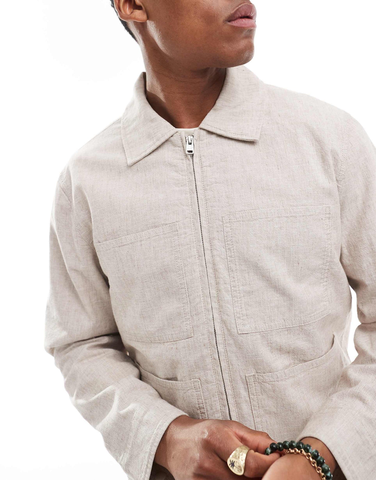 Textured Linen Chore Jacket