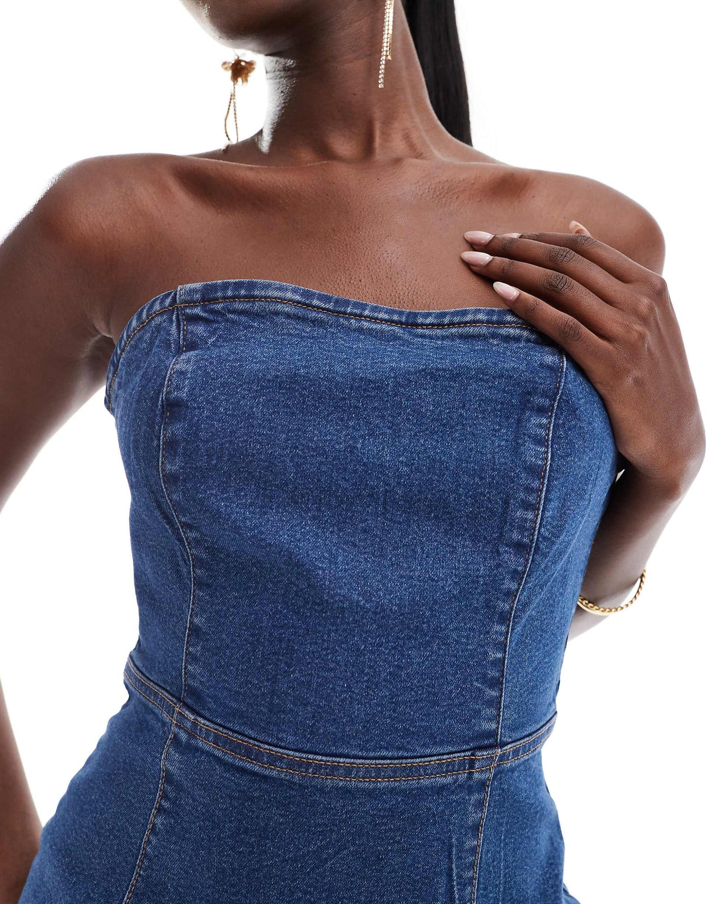 Denim Bandeau Bodycon Mini Dress