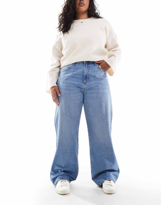 Curve High Waist Wide Leg Dad Jeans