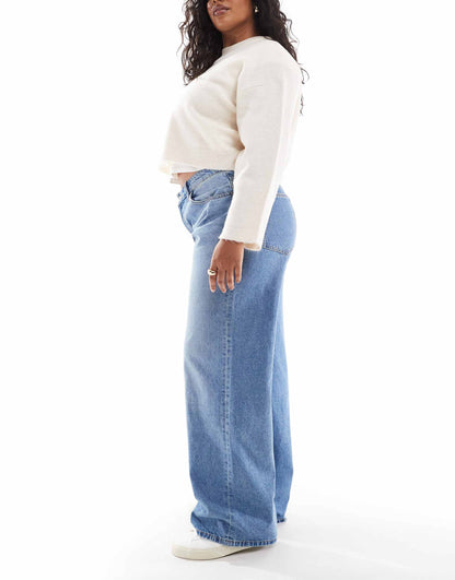 Curve High Waist Wide Leg Dad Jeans