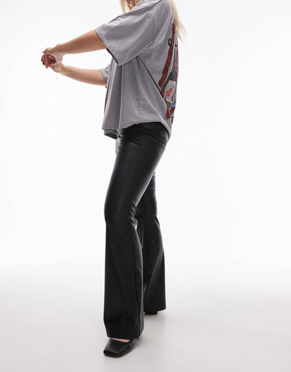 Hourglass Faux Leather Flare Trouser