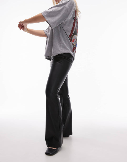 Hourglass Faux Leather Flare Trouser