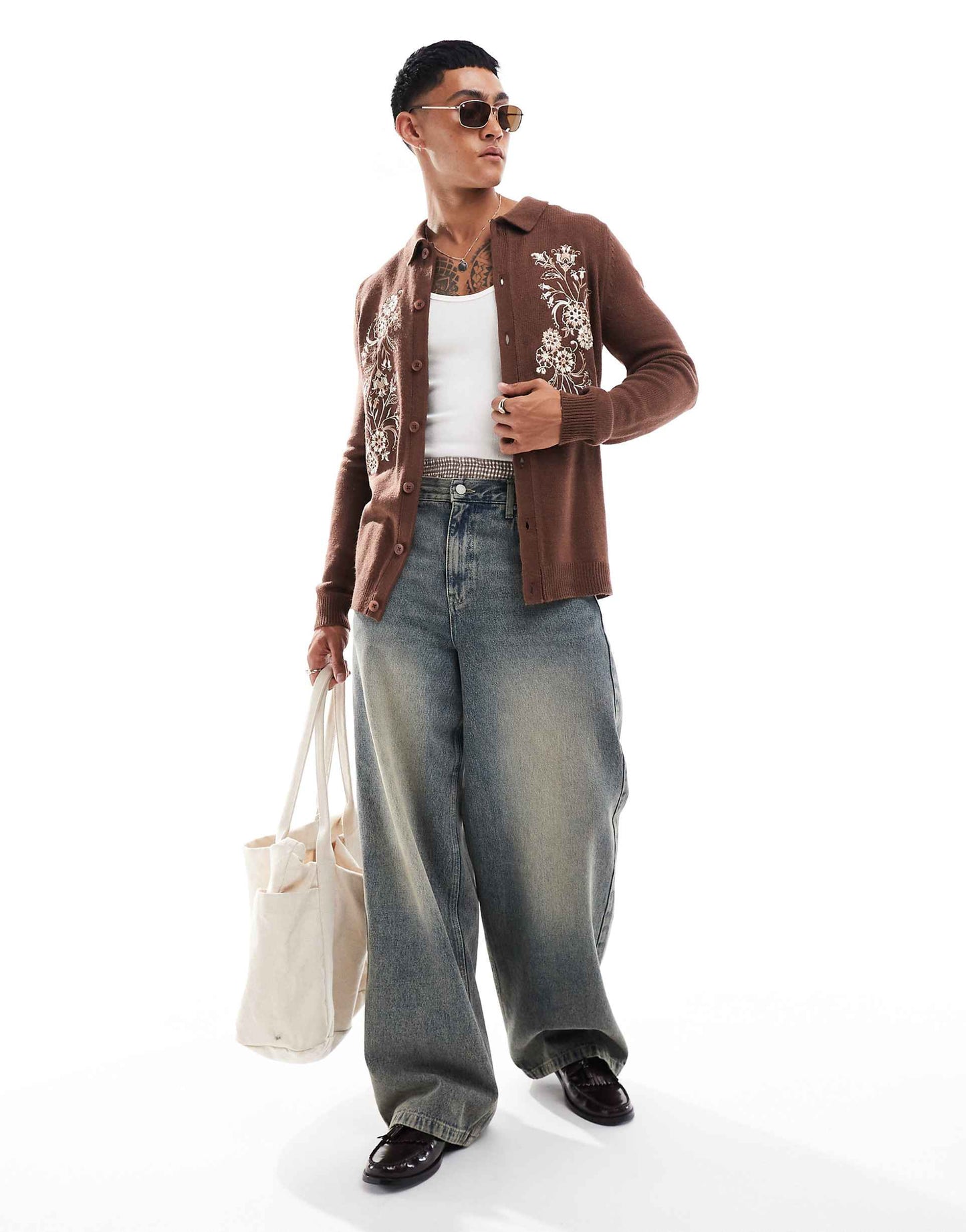 Knitted Button Through Collar Cardigan