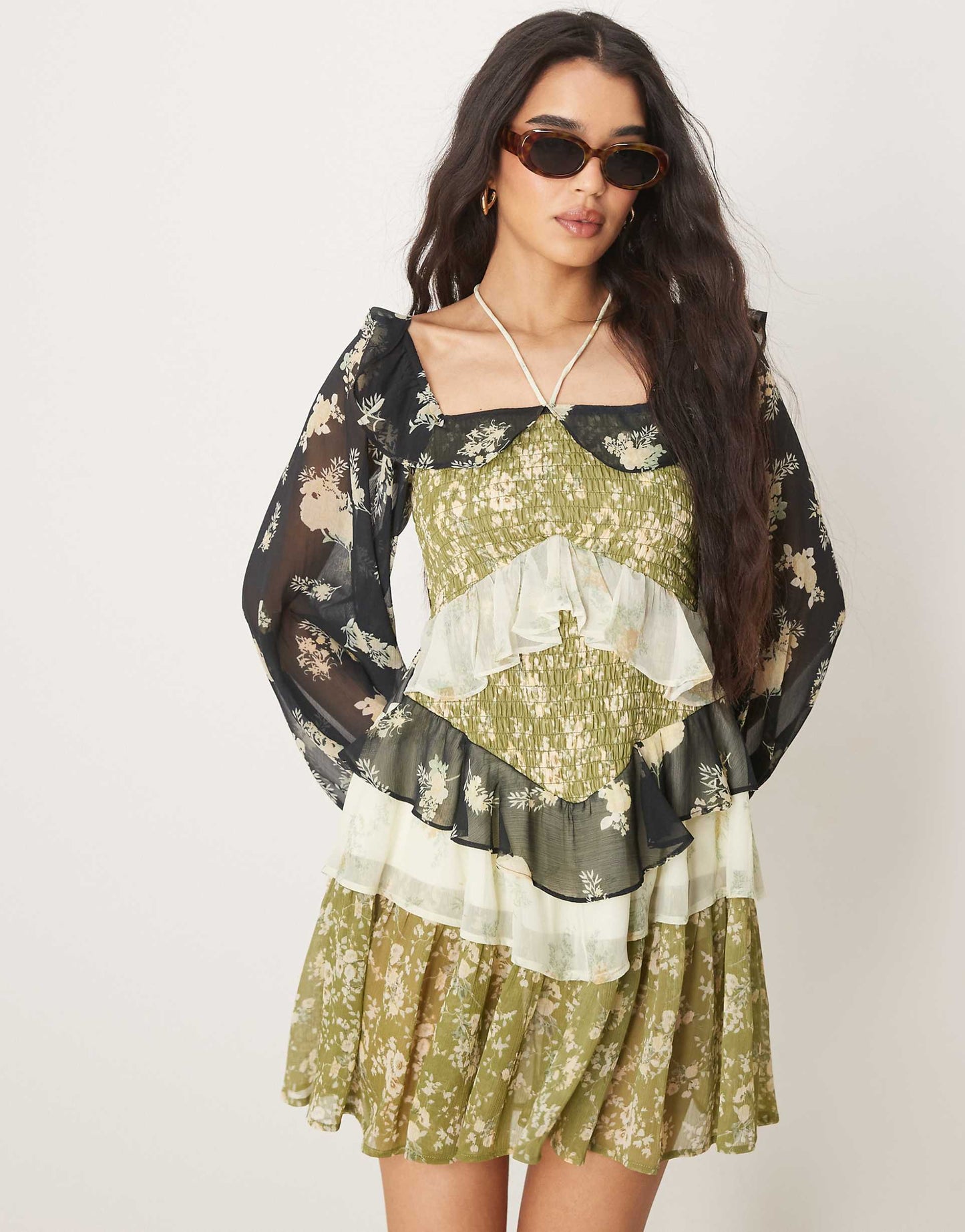 Halter Neck Frill Mini Dress