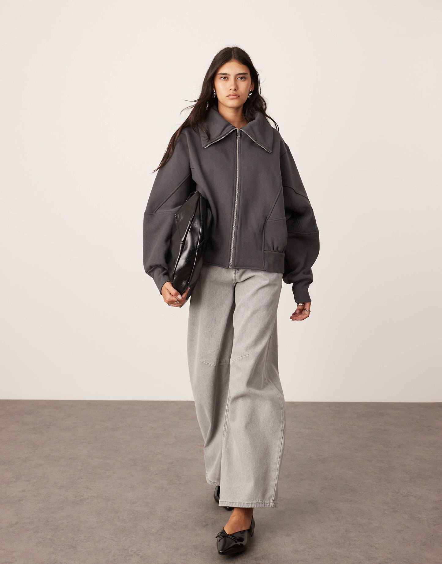 Premium Heavy Weight Zip Through Extreme Collar Sweatshirt
