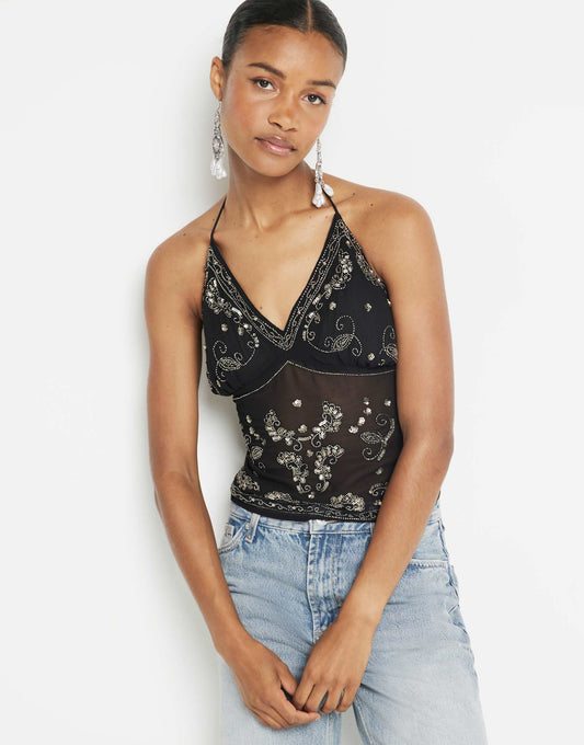 Embellished Halterneck Top