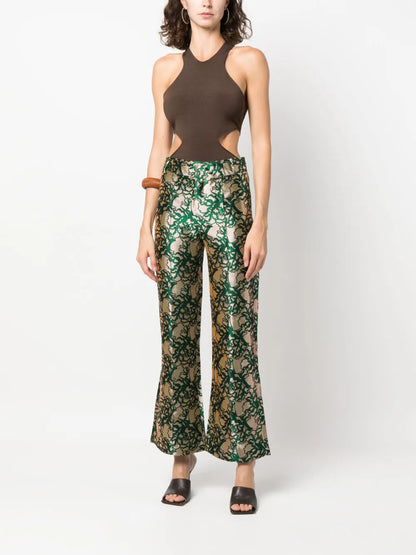 Yoshitomo Jacquard Straight-Leg Trousers