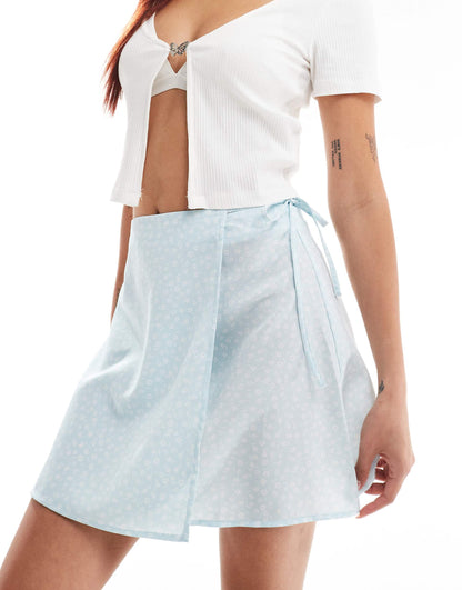 Mini Wrap Skirt With Tie Up Side