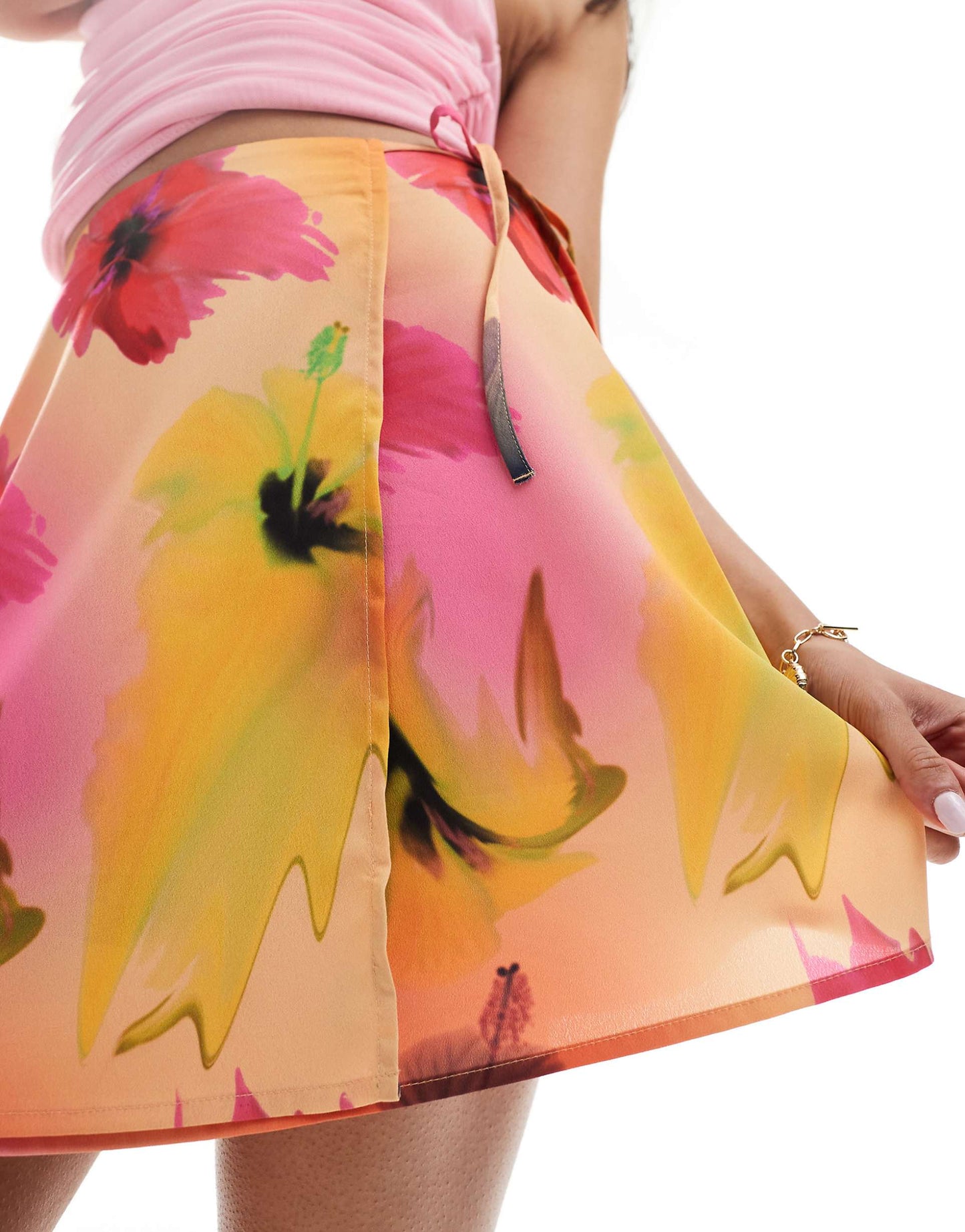 Mini Wrap Skirt With Tie Up Side