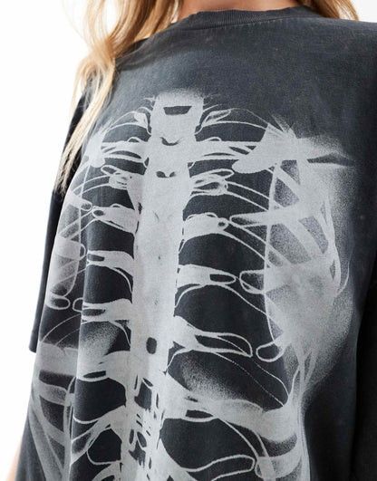 Oversized T-Shirt With Xray Skeleton Print