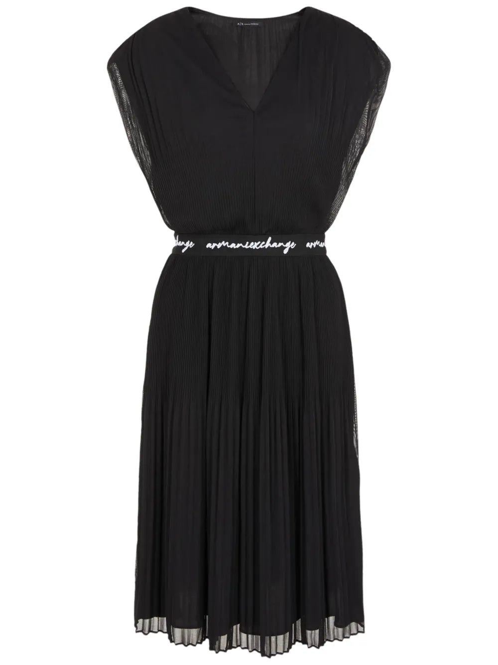 Logo-Waistband Pleated Midi Dress