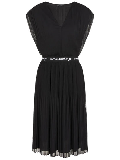 Logo-Waistband Pleated Midi Dress