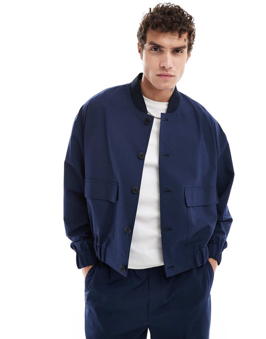 Smart Co-Ord Button Through Bomber Jacket