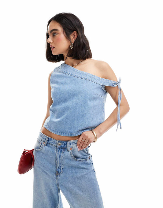 Denim Off The Shoulder Top