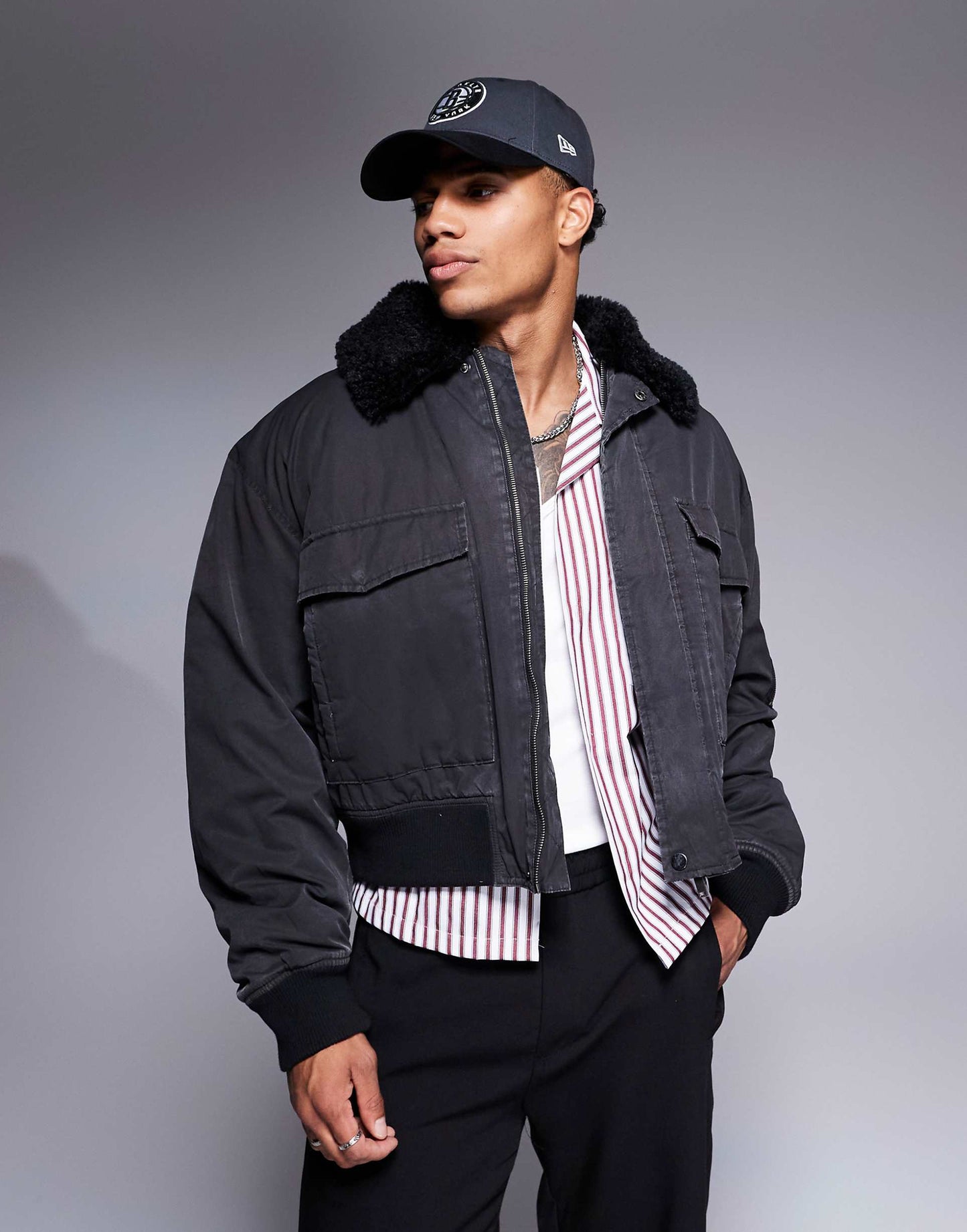 Flight Jacket With Borg Collar