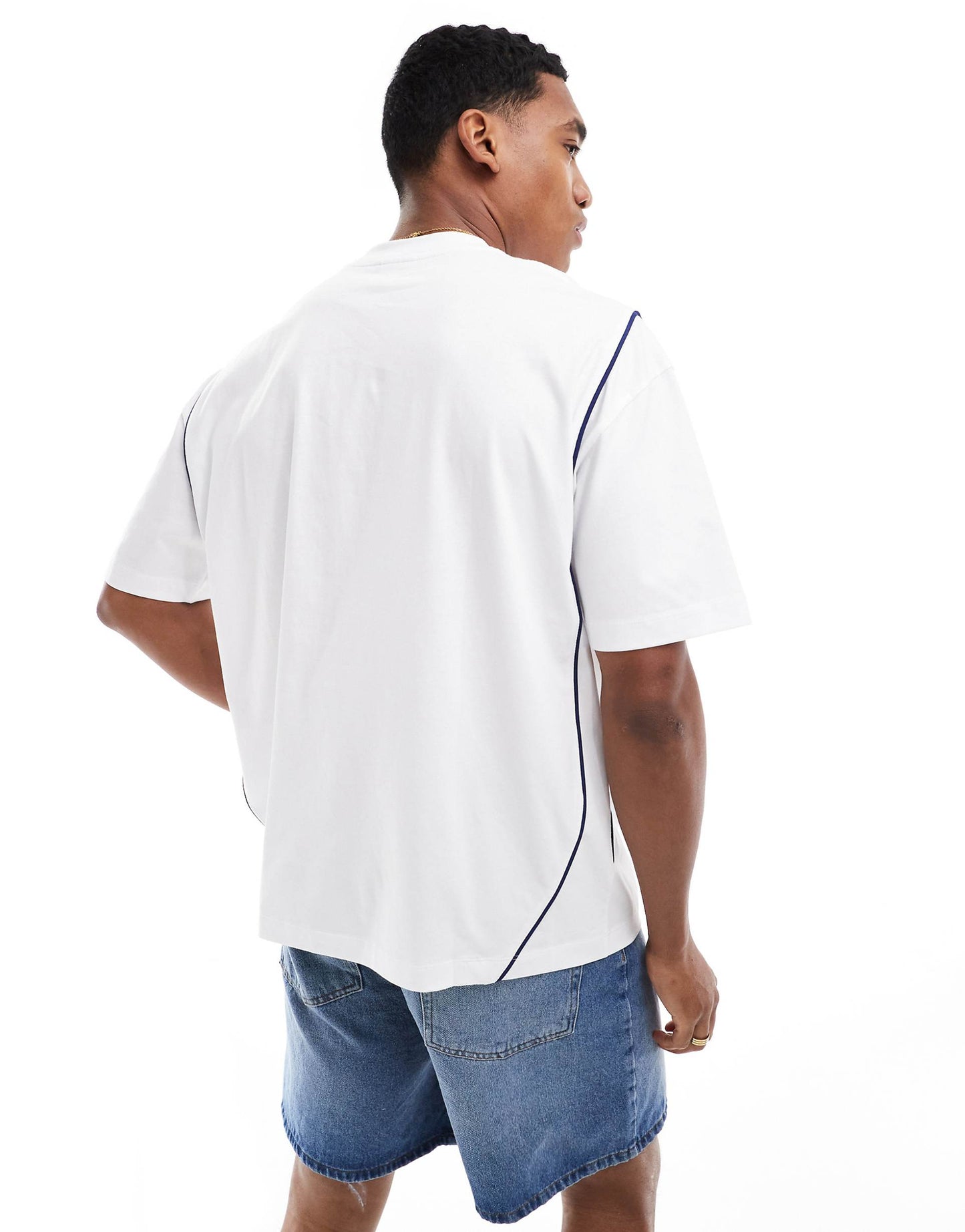 Oversized T-Shirt With Piping And Sporty Chest Print