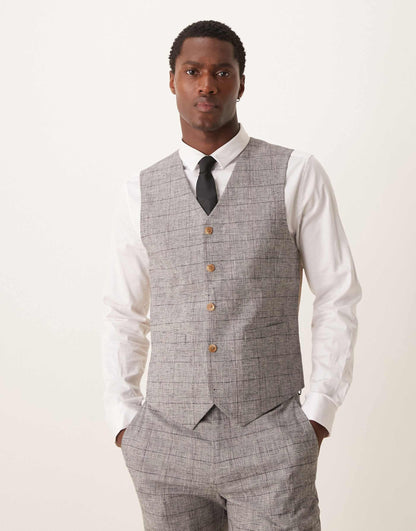 New Skinny With Linen Suit Waistcoat