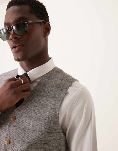 New Skinny With Linen Suit Waistcoat